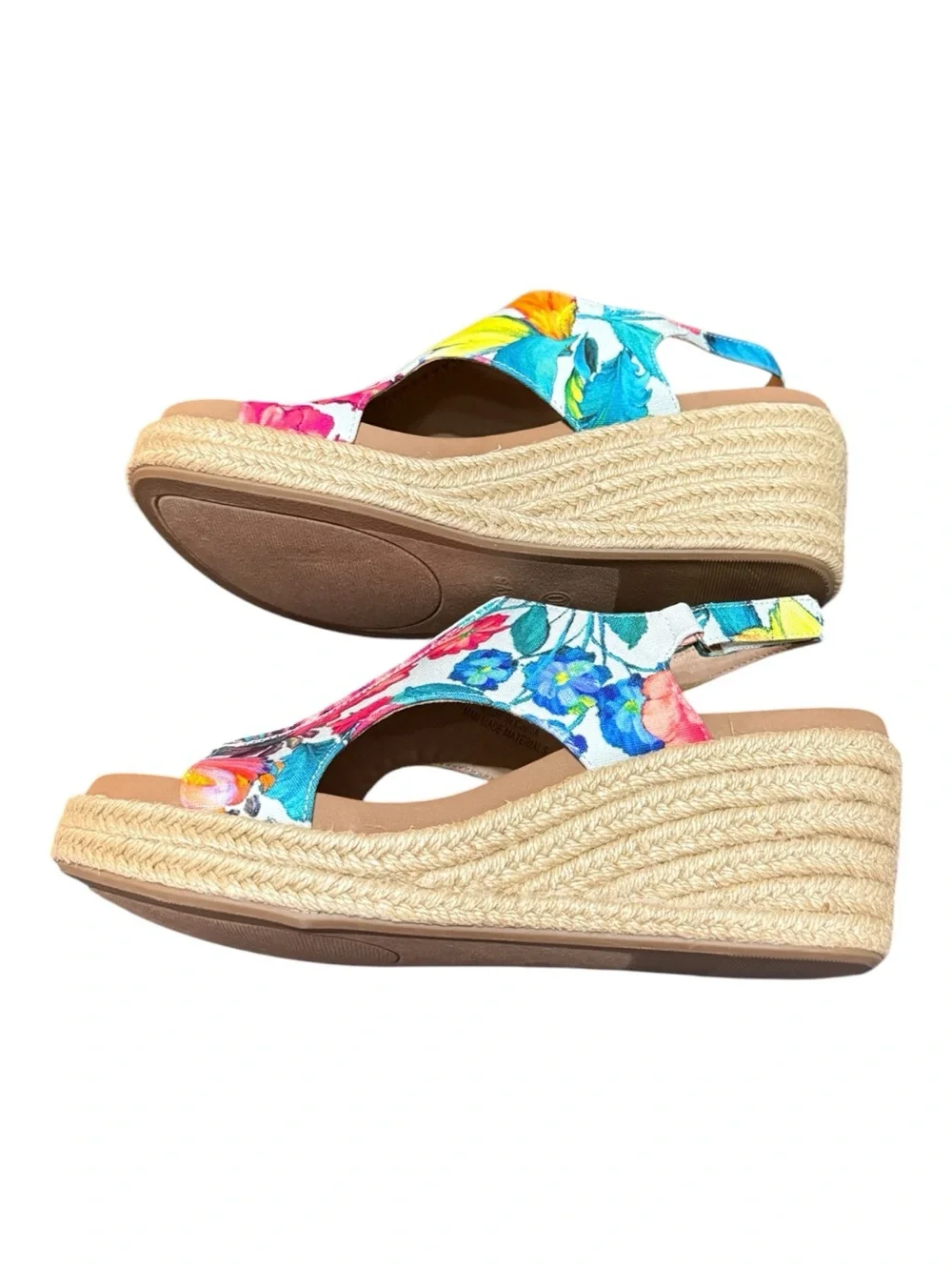 Corkys Carley White Multi Floral Jute Wedge Sandals Size 10 NIB